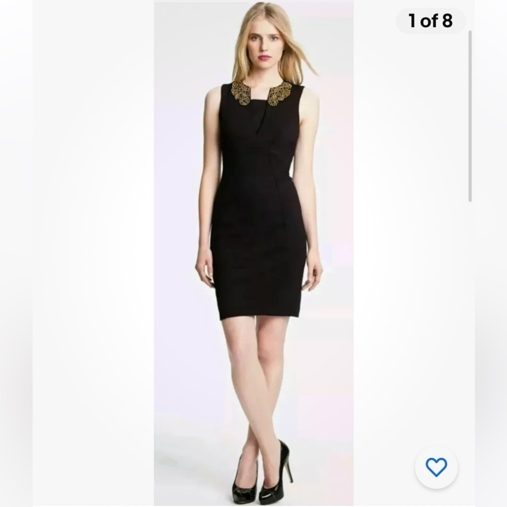 Ted Baker London Edella Embellished‎ Collar Black Dress Size 1 US 4 (1097)